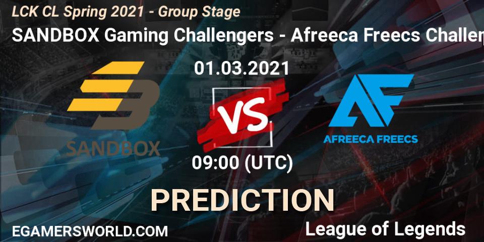 SANDBOX Gaming Challengers - Afreeca Freecs Challengers: Maç tahminleri. 01.03.2021 at 09:00, LoL, LCK CL Spring 2021 - Group Stage
