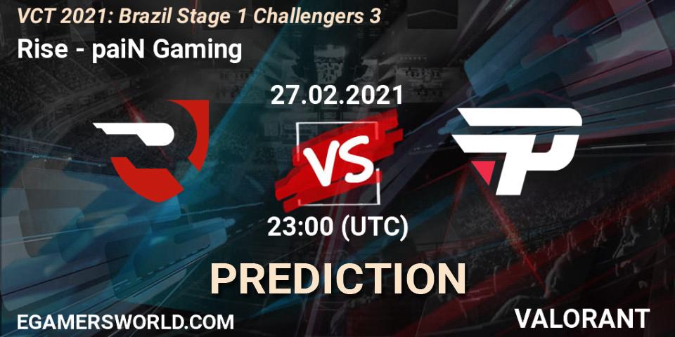 Rise - paiN Gaming: Maç tahminleri. 27.02.2021 at 23:00, VALORANT, VCT 2021: Brazil Stage 1 Challengers 3