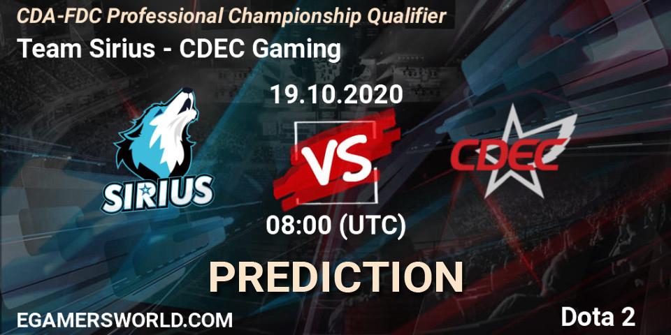 Team Sirius - CDEC Gaming: Maç tahminleri. 19.10.20, Dota 2, CDA-FDC Professional Championship Qualifier
