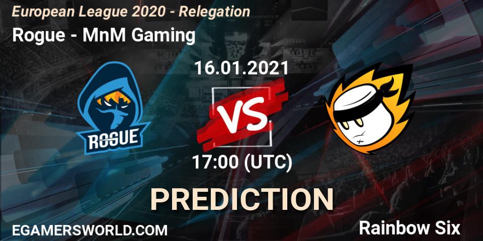 Rogue - MnM Gaming: Maç tahminleri. 16.01.2021 at 17:00, Rainbow Six, European League 2020 - Relegation