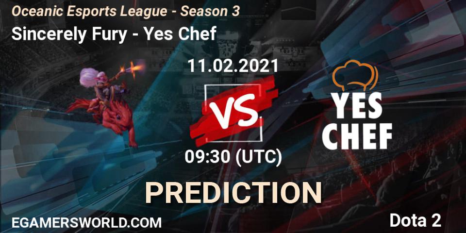 Sincerely Fury - Yes Chef: Maç tahminleri. 11.02.2021 at 09:38, Dota 2, Oceanic Esports League - Season 3