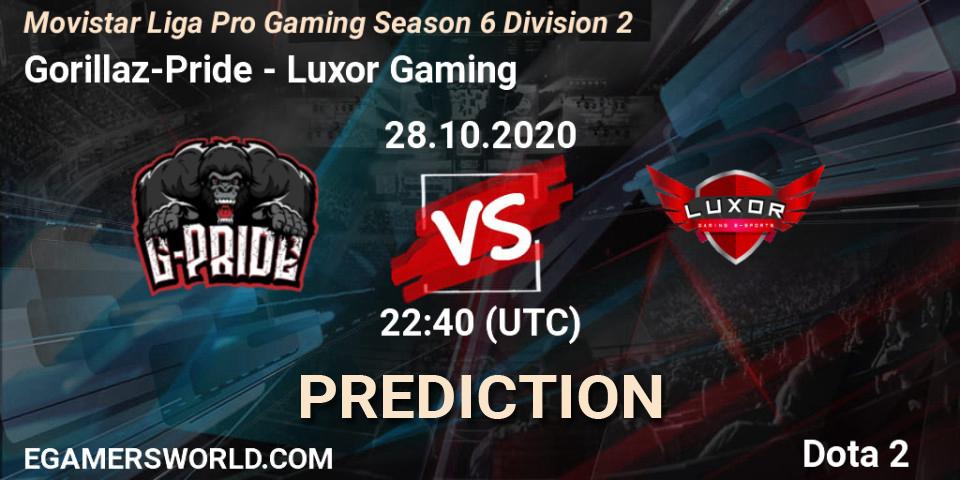 Gorillaz-Pride - Luxor Gaming: Maç tahminleri. 28.10.20, Dota 2, Movistar Liga Pro Gaming Season 6 Division 2