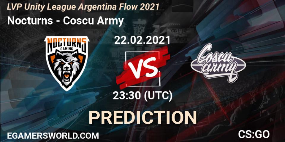 Nocturns - Coscu Army: Maç tahminleri. 22.02.2021 at 23:30, Counter-Strike (CS2), LVP Unity League Argentina Apertura 2021
