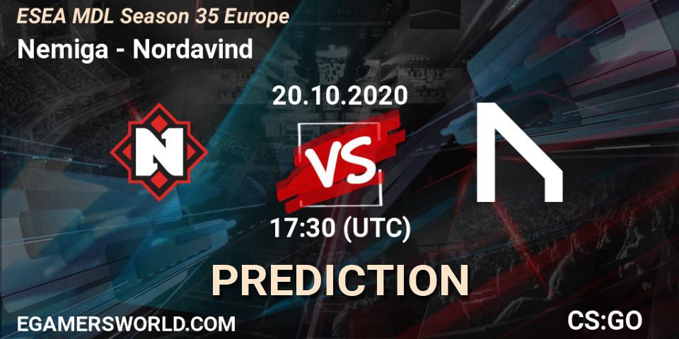 Nemiga - Nordavind: Maç tahminleri. 30.10.2020 at 15:00, Counter-Strike (CS2), ESEA MDL Season 35 Europe