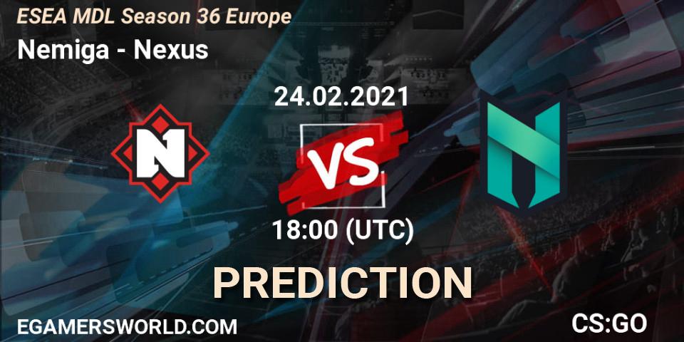 Nemiga - Nexus: Maç tahminleri. 24.02.2021 at 18:00, Counter-Strike (CS2), MDL ESEA Season 36: Europe - Premier division