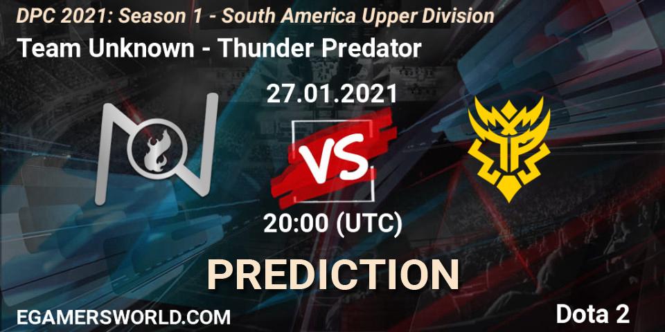Team Unknown - Thunder Predator: Maç tahminleri. 27.01.2021 at 20:00, Dota 2, DPC 2021: Season 1 - South America Upper Division