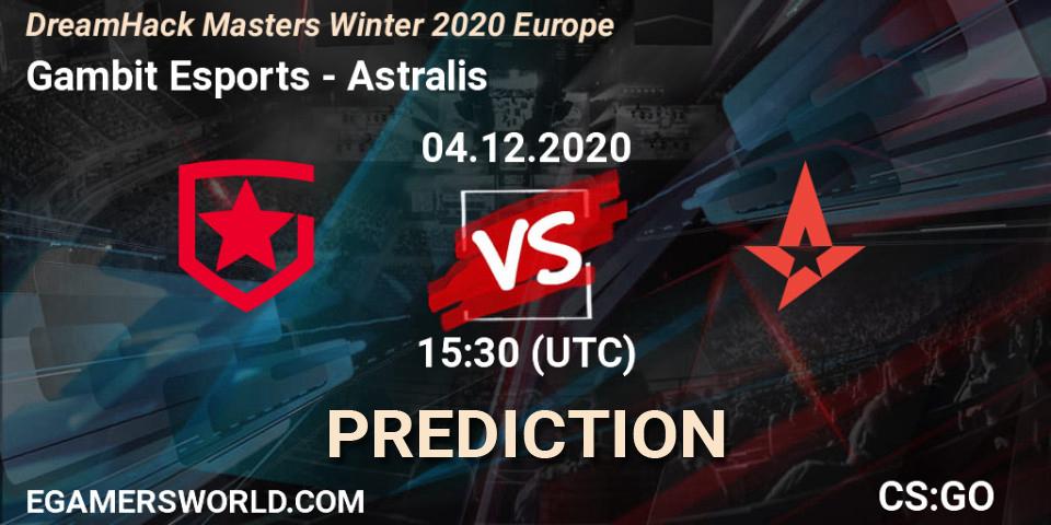 Gambit Esports - Astralis: Maç tahminleri. 04.12.2020 at 15:30, Counter-Strike (CS2), DreamHack Masters Winter 2020 Europe