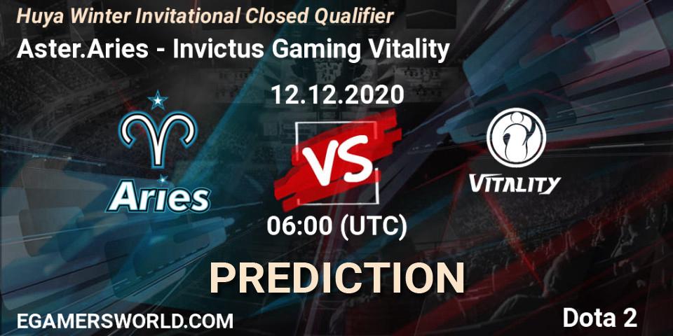 Aster.Aries - Invictus Gaming Vitality: Maç tahminleri. 12.12.2020 at 10:20, Dota 2, Huya Winter Invitational Closed Qualifier
