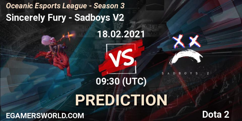 Sincerely Fury - Sadboys V2: Maç tahminleri. 20.02.2021 at 03:39, Dota 2, Oceanic Esports League - Season 3