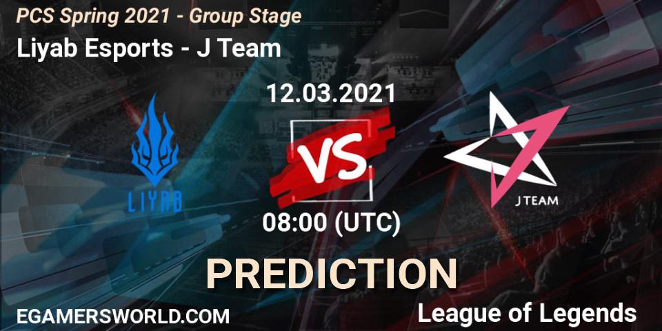 Liyab Esports - J Team: Maç tahminleri. 12.03.2021 at 09:30, LoL, PCS Spring 2021 - Group Stage