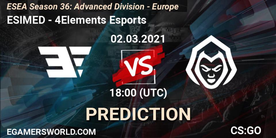 ESIMED - 4Elements Esports: Maç tahminleri. 02.03.2021 at 18:00, Counter-Strike (CS2), ESEA Season 36: Europe - Advanced Division