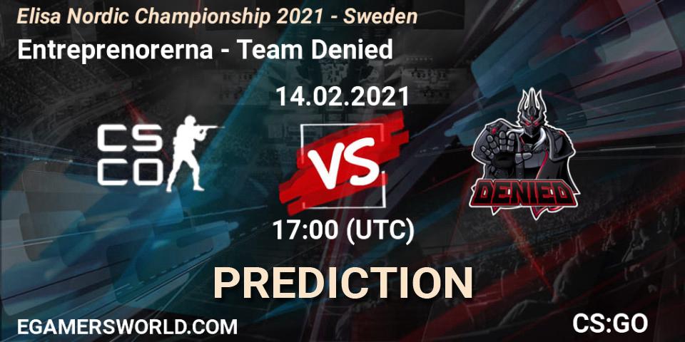 Entreprenorerna - Team Denied: Maç tahminleri. 14.02.2021 at 17:00, Counter-Strike (CS2), Elisa Nordic Championship 2021 - Sweden