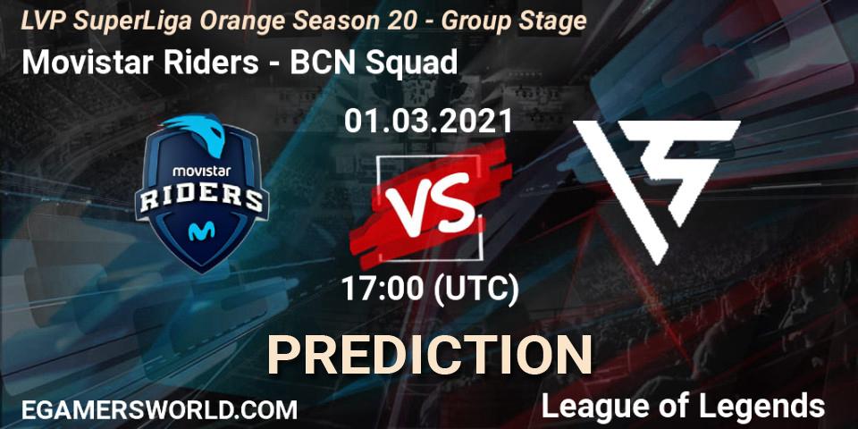 Movistar Riders - BCN Squad: Maç tahminleri. 01.03.2021 at 17:00, LoL, LVP SuperLiga Orange Season 20 - Group Stage