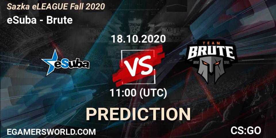 eSuba - Brute: Maç tahminleri. 18.10.2020 at 11:00, Counter-Strike (CS2), Sazka eLEAGUE Fall 2020