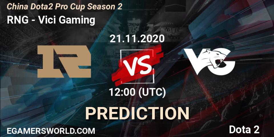 RNG - Vici Gaming: Maç tahminleri. 21.11.2020 at 11:45, Dota 2, China Dota2 Pro Cup Season 2