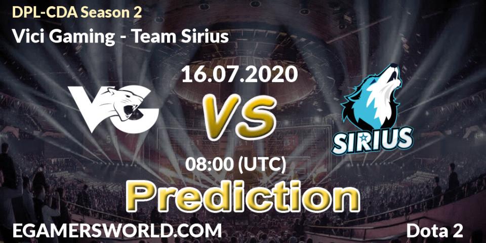 Vici Gaming - Team Sirius: Maç tahminleri. 16.07.2020 at 08:00, Dota 2, DPL-CDA Professional League Season 2