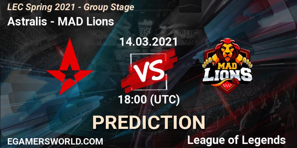Astralis - MAD Lions: Maç tahminleri. 14.03.2021 at 18:00, LoL, LEC Spring 2021 - Group Stage