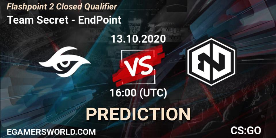 Team Secret - EndPoint: Maç tahminleri. 13.10.2020 at 15:00, Counter-Strike (CS2), Flashpoint 2 Closed Qualifier