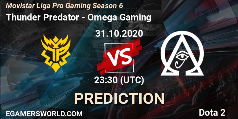Thunder Predator - Omega Gaming: Maç tahminleri. 31.10.2020 at 23:30, Dota 2, Movistar Liga Pro Gaming Season 6