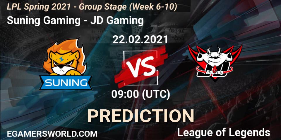 Suning Gaming - JD Gaming: Maç tahminleri. 22.02.2021 at 09:00, LoL, LPL Spring 2021 - Group Stage (Week 6-10)