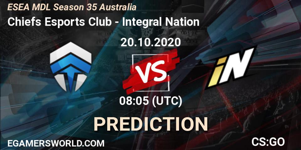 Chiefs Esports Club - Integral Nation: Maç tahminleri. 20.10.2020 at 08:15, Counter-Strike (CS2), ESEA MDL Season 35 Australia