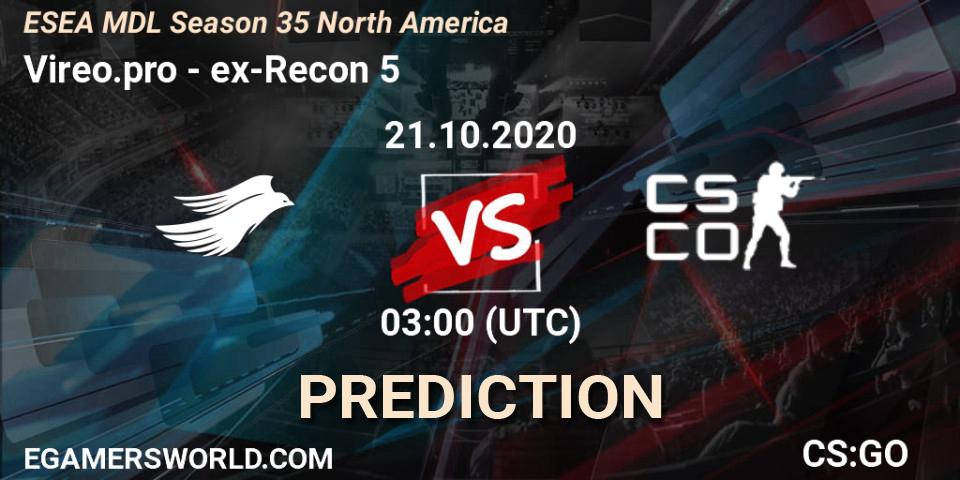 Vireo.pro - ex-Recon 5: Maç tahminleri. 21.10.2020 at 03:00, Counter-Strike (CS2), ESEA MDL Season 35 North America