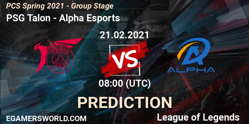 PSG Talon - Alpha Esports: Maç tahminleri. 21.02.2021 at 08:00, LoL, PCS Spring 2021 - Group Stage
