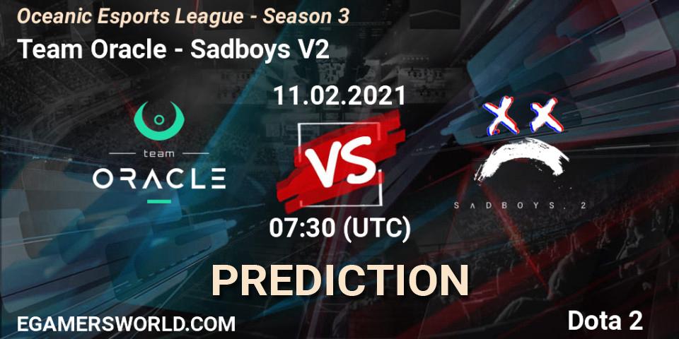 Team Oracle - Sadboys V2: Maç tahminleri. 11.02.2021 at 07:31, Dota 2, Oceanic Esports League - Season 3