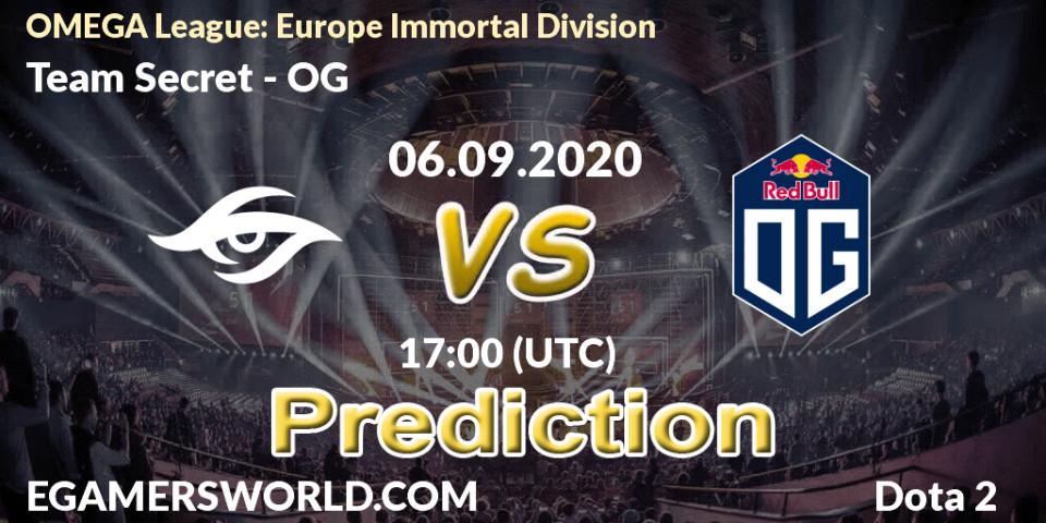 Team Secret - OG: Maç tahminleri. 06.09.2020 at 17:00, Dota 2, OMEGA League: Europe Immortal Division