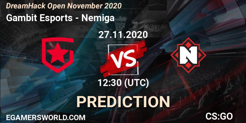Gambit Esports - Nemiga: Maç tahminleri. 27.11.2020 at 12:10, Counter-Strike (CS2), DreamHack Open November 2020