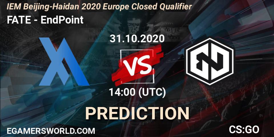 FATE - EndPoint: Maç tahminleri. 31.10.2020 at 14:20, Counter-Strike (CS2), IEM Beijing-Haidian 2020 Europe Closed Qualifier