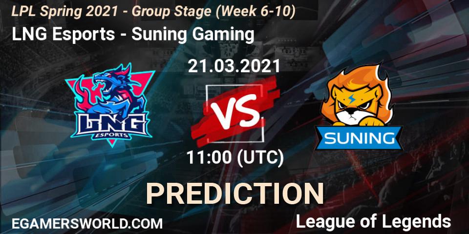 LNG Esports - Suning Gaming: Maç tahminleri. 21.03.2021 at 11:00, LoL, LPL Spring 2021 - Group Stage (Week 6-10)