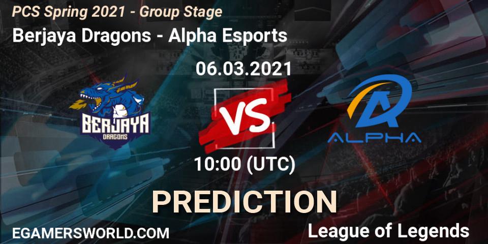 Berjaya Dragons - Alpha Esports: Maç tahminleri. 06.03.2021 at 10:00, LoL, PCS Spring 2021 - Group Stage