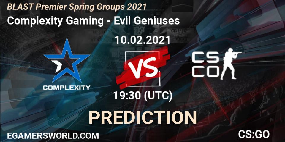 Complexity Gaming - Evil Geniuses: Maç tahminleri. 10.02.2021 at 19:30, Counter-Strike (CS2), BLAST Premier Spring Groups 2021