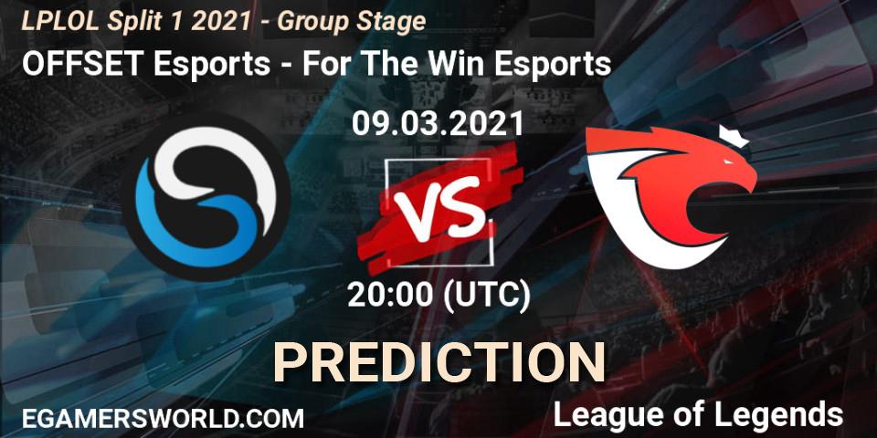 OFFSET Esports - For The Win Esports: Maç tahminleri. 09.03.2021 at 20:00, LoL, LPLOL Split 1 2021 - Group Stage