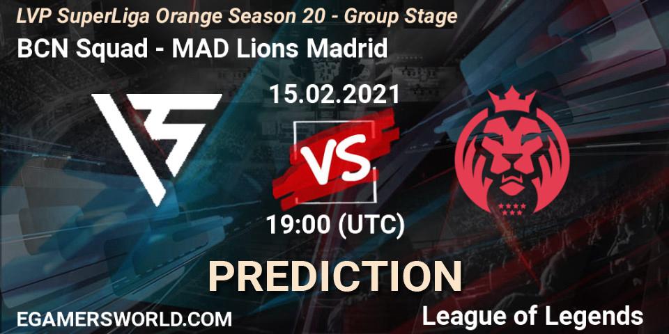 BCN Squad - MAD Lions Madrid: Maç tahminleri. 15.02.2021 at 19:15, LoL, LVP SuperLiga Orange Season 20 - Group Stage