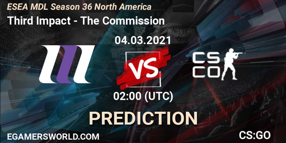 Third Impact - The Commission: Maç tahminleri. 04.03.2021 at 02:00, Counter-Strike (CS2), MDL ESEA Season 36: North America - Premier Division