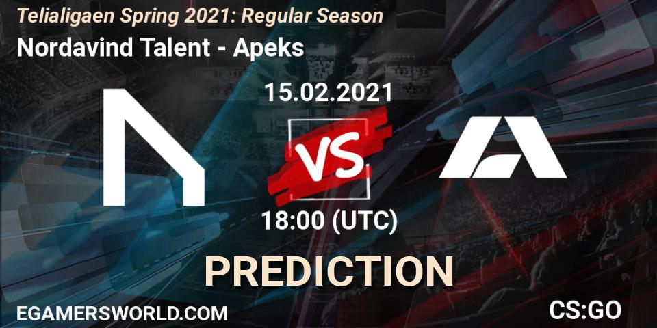 Nordavind Talent - Apeks: Maç tahminleri. 15.02.2021 at 18:00, Counter-Strike (CS2), Telialigaen Spring 2021: Regular Season