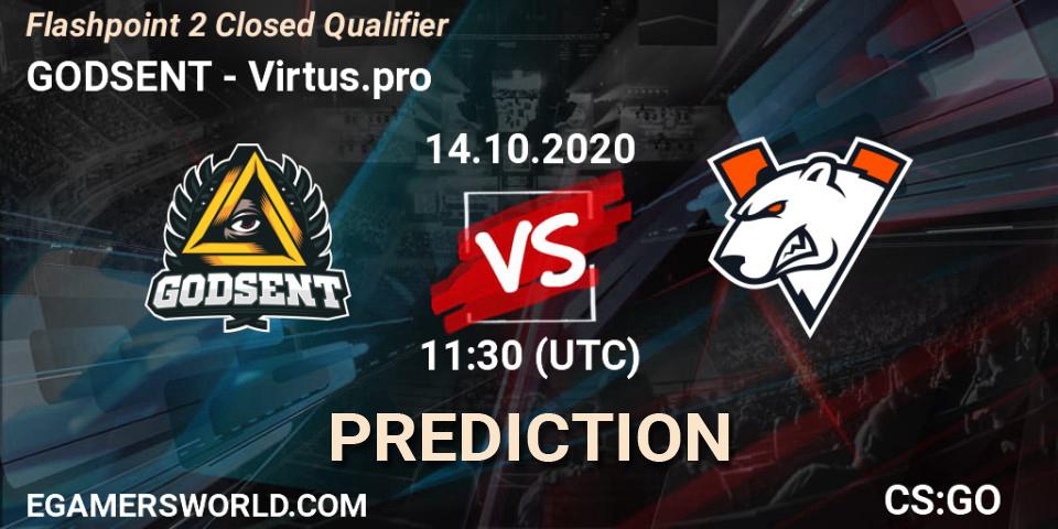 GODSENT - Virtus.pro: Maç tahminleri. 14.10.2020 at 11:30, Counter-Strike (CS2), Flashpoint 2 Closed Qualifier