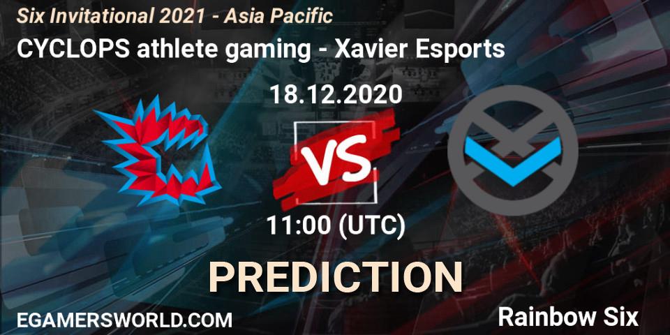 CYCLOPS athlete gaming - Xavier Esports: Maç tahminleri. 18.12.2020 at 11:00, Rainbow Six, Six Invitational 2021 - Asia Pacific