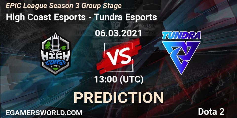 High Coast Esports - Tundra Esports: Maç tahminleri. 06.03.2021 at 13:29, Dota 2, EPIC League Season 3 Group Stage