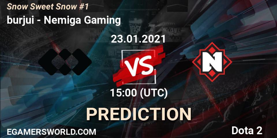 burjui - Nemiga Gaming: Maç tahminleri. 23.01.2021 at 15:14, Dota 2, Snow Sweet Snow #1