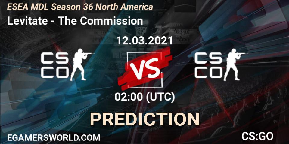 Levitate - The Commission: Maç tahminleri. 19.03.2021 at 01:00, Counter-Strike (CS2), MDL ESEA Season 36: North America - Premier Division