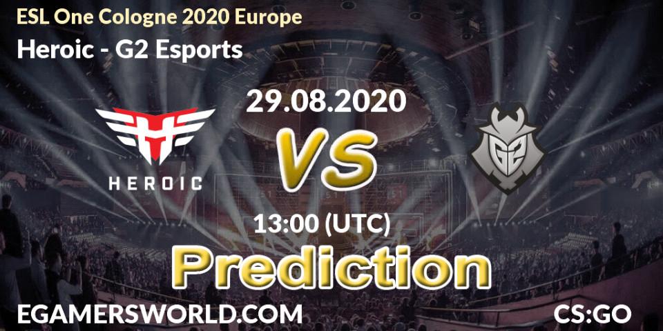 Heroic - G2 Esports: Maç tahminleri. 29.08.2020 at 13:00, Counter-Strike (CS2), ESL One Cologne 2020 Europe