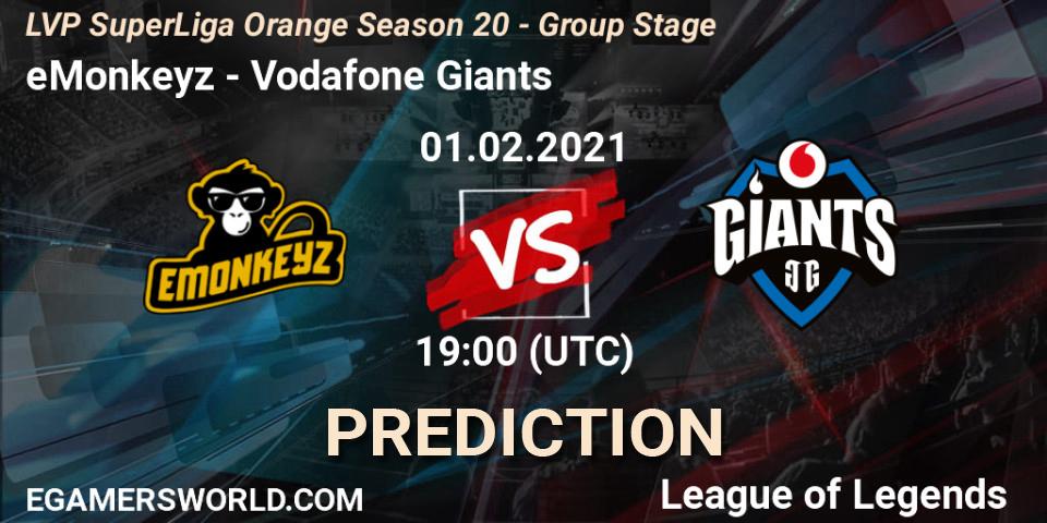 eMonkeyz - Vodafone Giants: Maç tahminleri. 01.02.2021 at 19:00, LoL, LVP SuperLiga Orange Season 20 - Group Stage