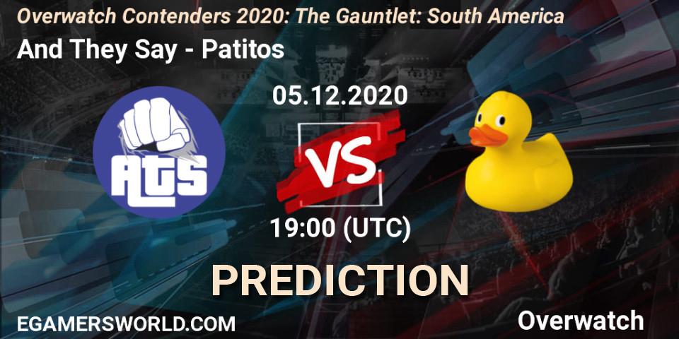 And They Say - Patitos: Maç tahminleri. 05.12.2020 at 19:00, Overwatch, Overwatch Contenders 2020: The Gauntlet: South America