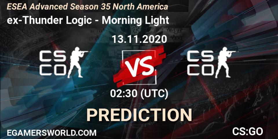 ex-Thunder Logic - Morning Light: Maç tahminleri. 13.11.2020 at 02:00, Counter-Strike (CS2), ESEA Advanced Season 35 North America