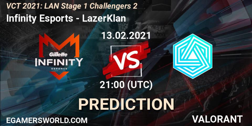 Infinity Esports - LazerKlan: Maç tahminleri. 13.02.2021 at 21:00, VALORANT, VCT 2021: LAN Stage 1 Challengers 2