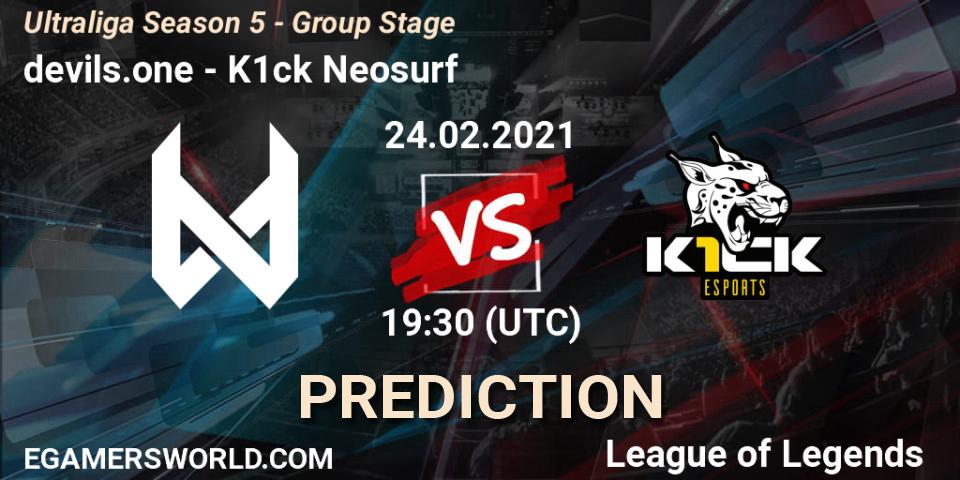 devils.one - K1ck Neosurf: Maç tahminleri. 24.02.2021 at 19:30, LoL, Ultraliga Season 5 - Group Stage