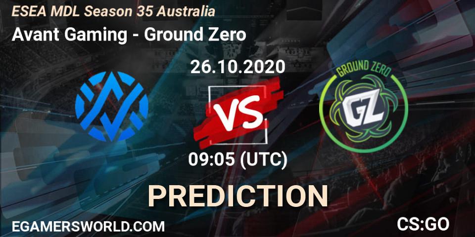 Avant Gaming - Ground Zero: Maç tahminleri. 26.10.20, CS2 (CS:GO), ESEA MDL Season 35 Australia